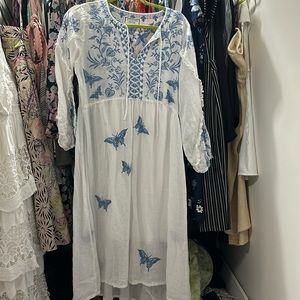 Johnny Was embroidered butterfly dress